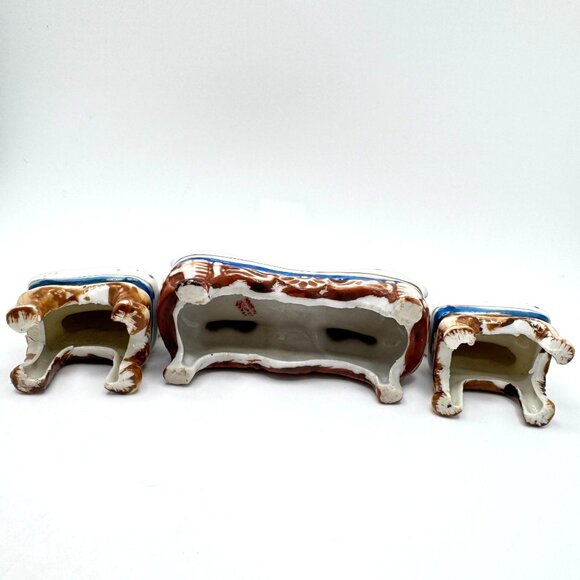 Miniature Hand Painted Porcelain Dollhouse Furniture 3 Pc Set Occupied Japan Vtg - Picture 8 of 8